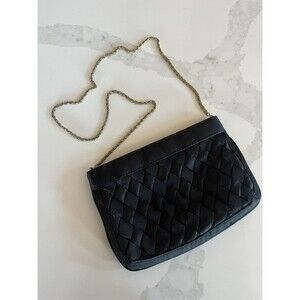 Walborg Of Macau Vintage Black Satin Evening Purse Bag Chain